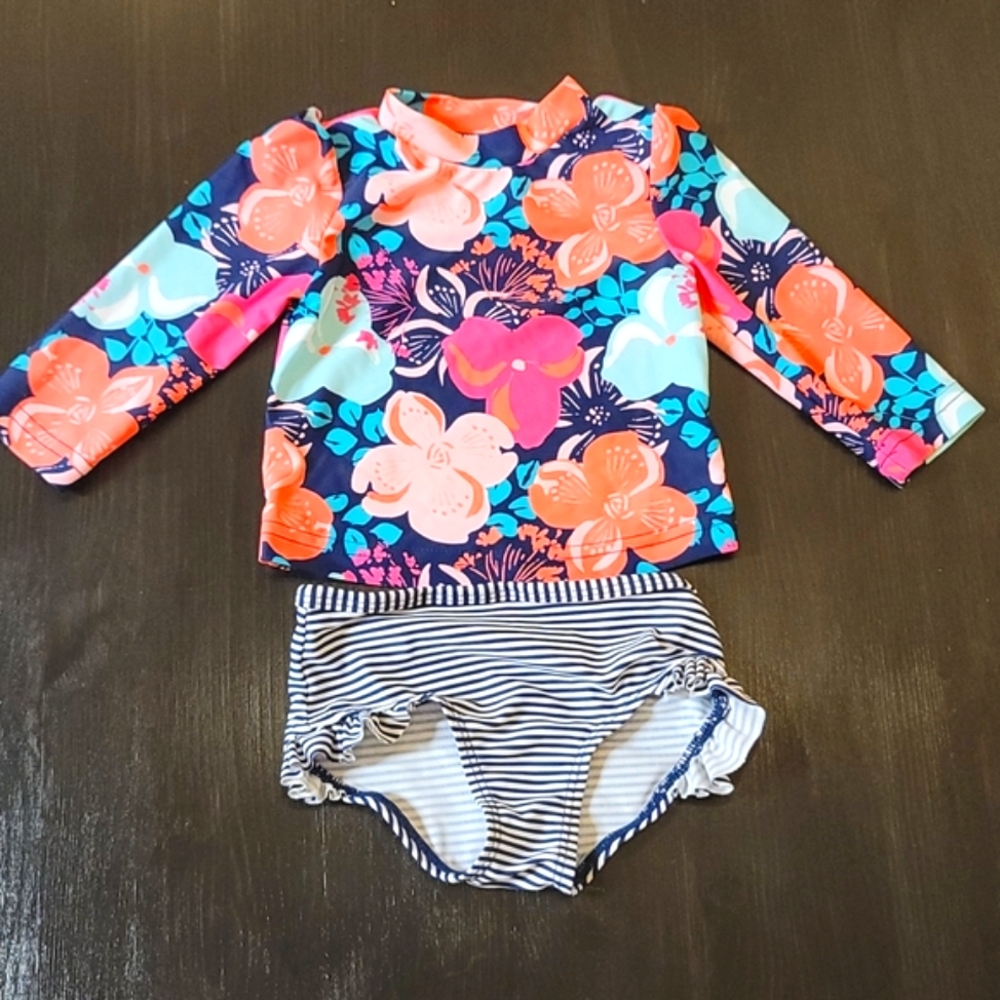 Baby rashguard swim set, Just one you by Carters, Floral, Size 6 months
